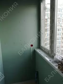 Остекление и отделка балкона Сапожок  гипсокартоном под покраску и ламинатом