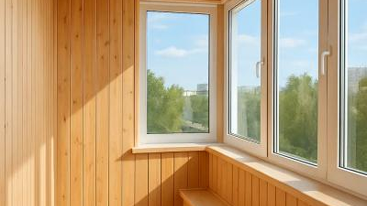 Отделка балкона вагонкой пример 2